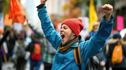 Individual protesting for higher wages, highlighting the fight for fair pay and economic justice in a challenging job market