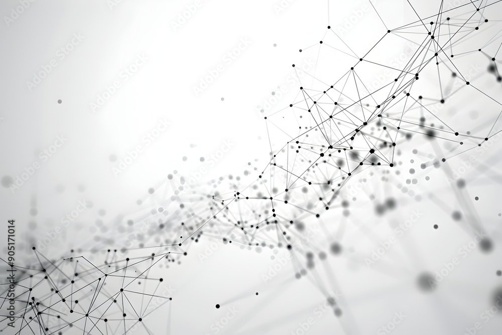 Poster Abstract background with interconnected dots and lines, representing digital network connection or global communication technology concept, white space in center for text. Big data visualization vecto