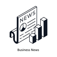 Business News Isometric outline style icon. Symbol on White background EPS 10 File