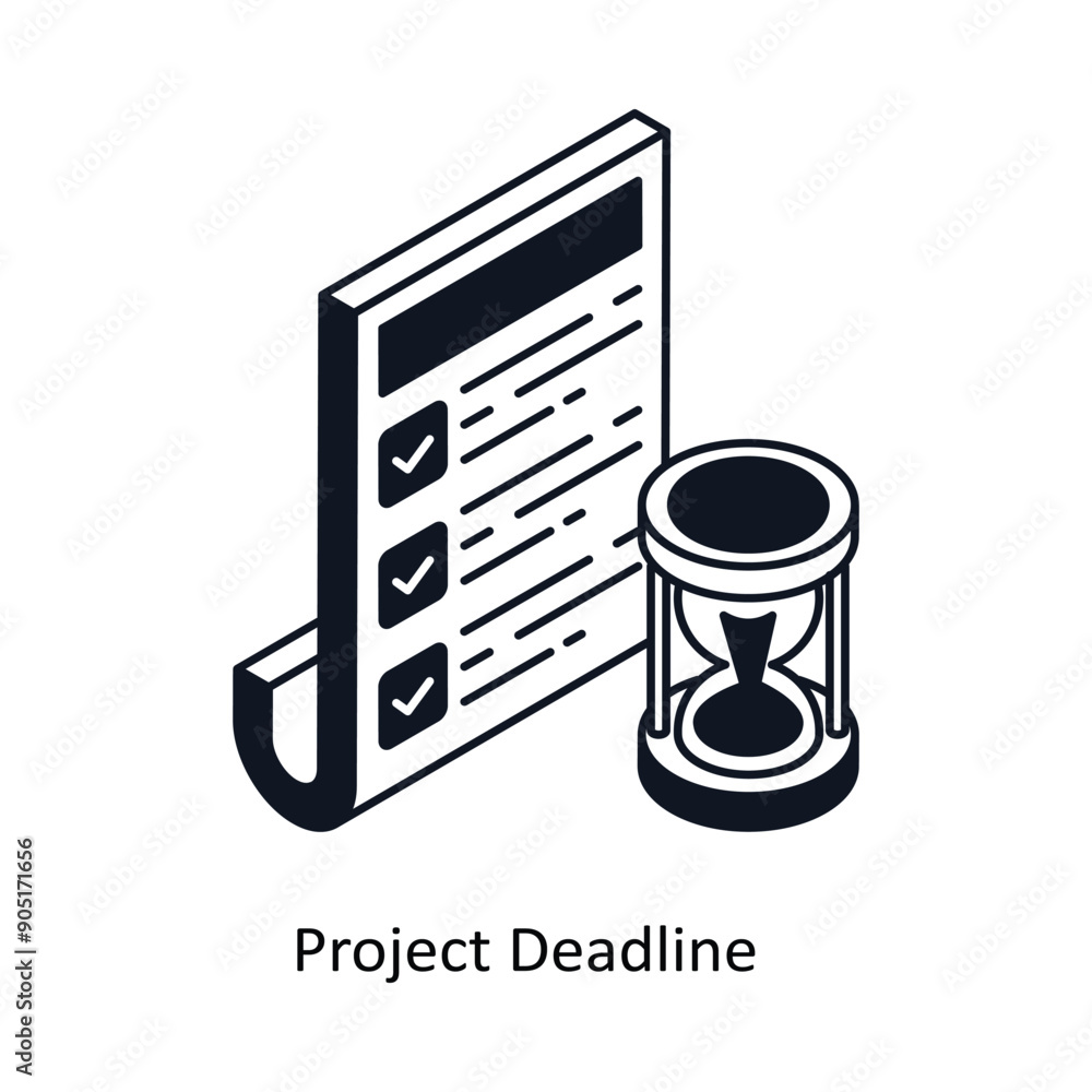 Poster project deadline isometric outline style icon. symbol on white background eps 10 file