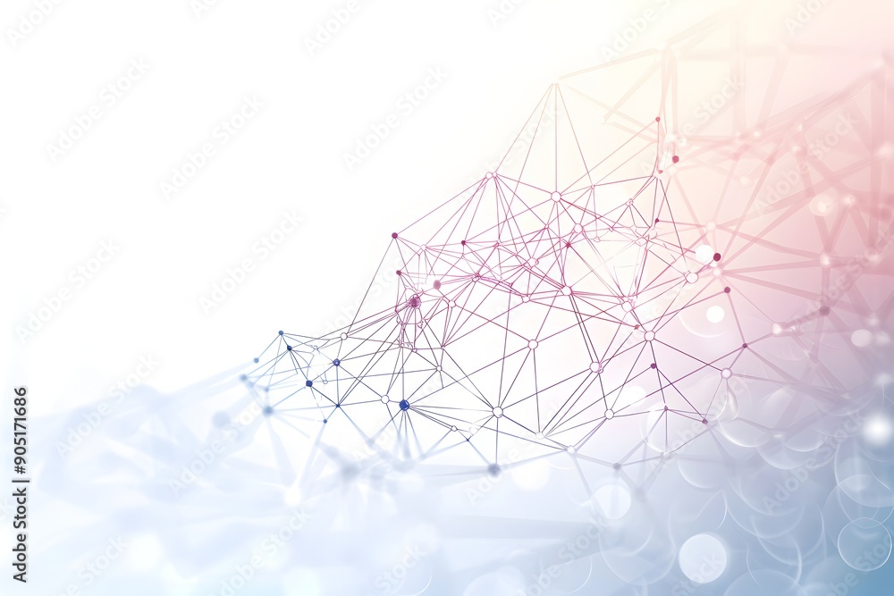 Poster abstract technology background with interconnected dots and lines, forming digital network or global