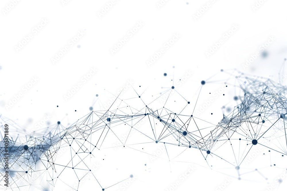 Poster abstract technology background with network connection dots and lines on white, vector illustration,