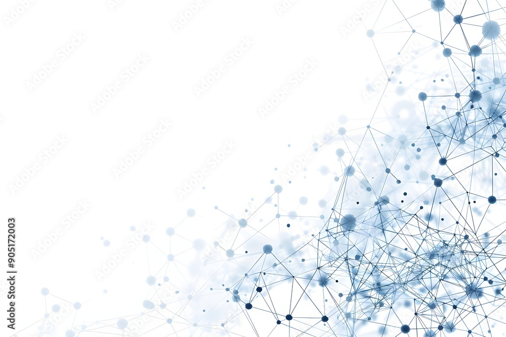 Poster abstract technology background with network connection dots and lines on white, vector illustration,