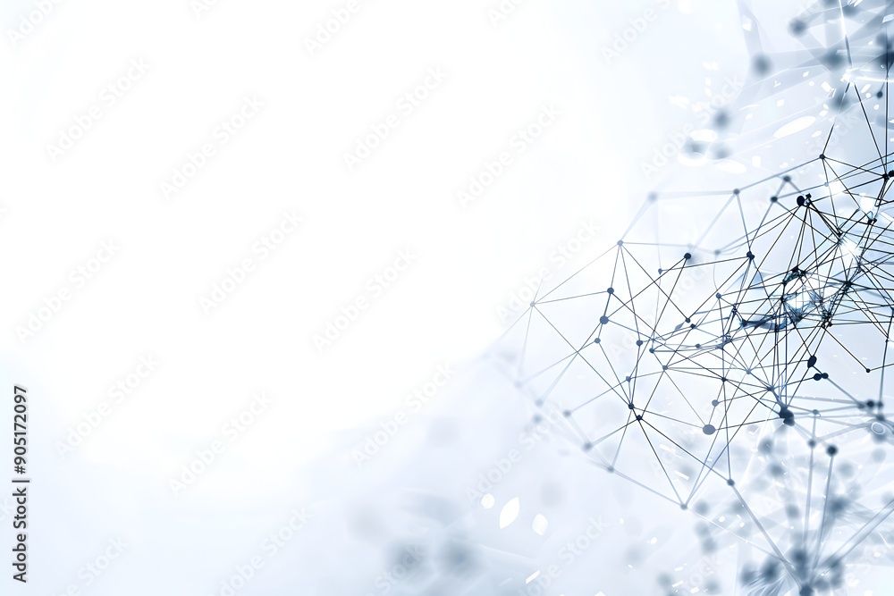 Poster abstract technology background with network connection dots and lines on white, vector illustration,