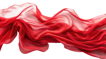 Waves and patterns of crumpled natural satin red color fabric. Texture of beautiful red silk fabric as background