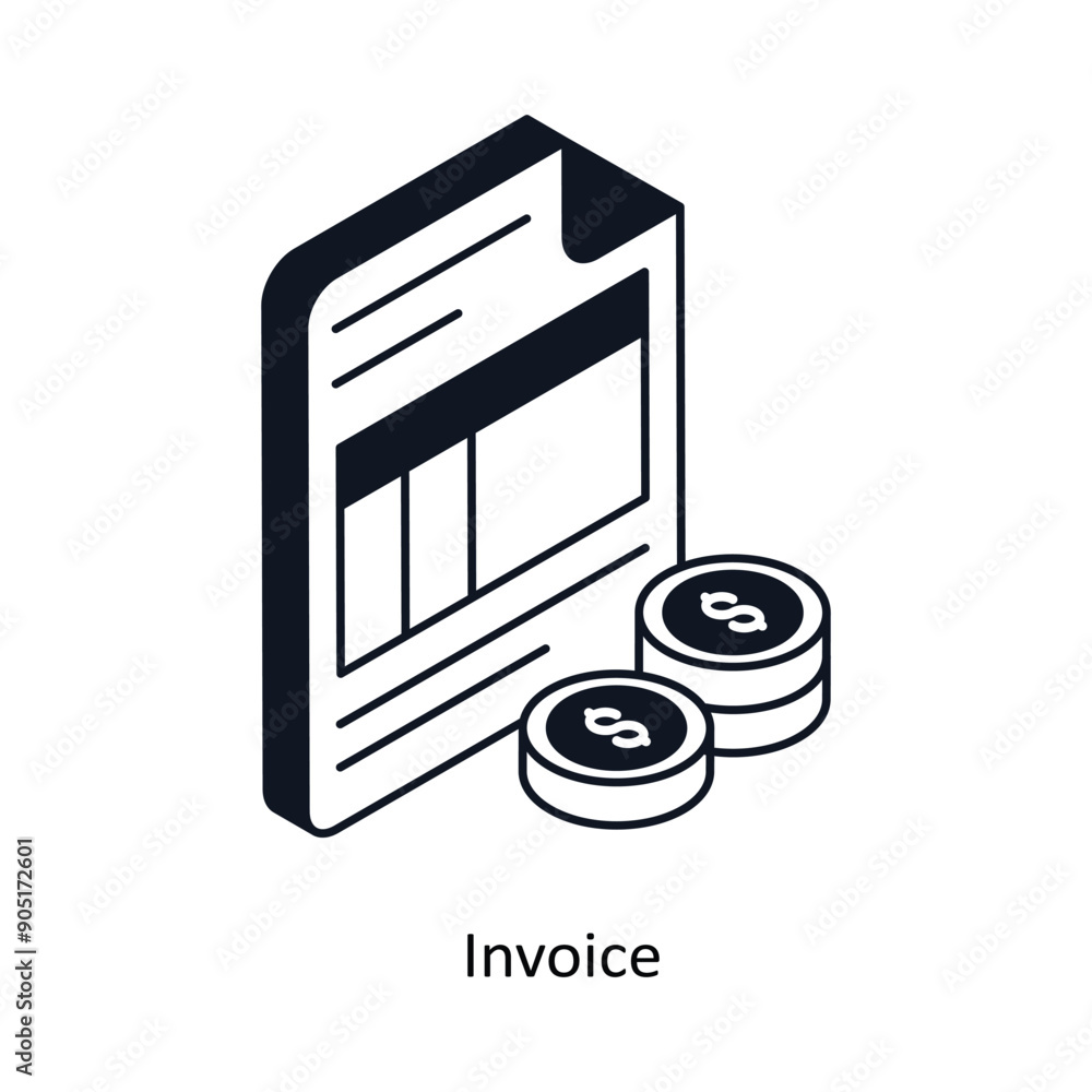 Poster invoice isometric outline style icon. symbol on white background eps 10 file