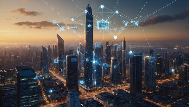 Advanced Surveillance Camera Captures Crowds in Bustling City Streets, Featuring Face Recognition and Big Data Analysis Interface for Espionage and Data Collection network