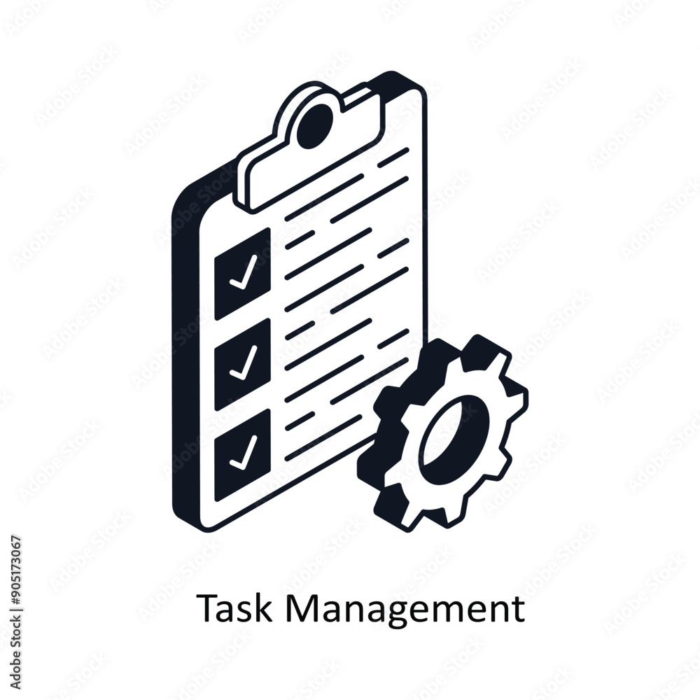 Poster task management isometric outline style icon. symbol on white background eps 10 file