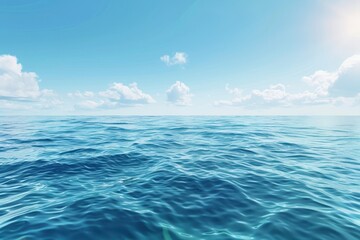Obraz premium Blue Ocean with White Clouds in a Sunny Sky