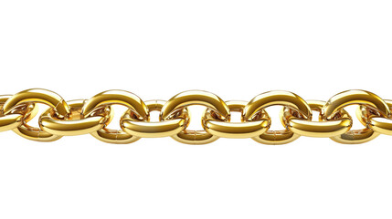 A fragment link of a gold chain pendant. Jewelry on transparent