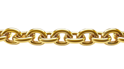A fragment link of a gold chain pendant. Jewelry on transparent