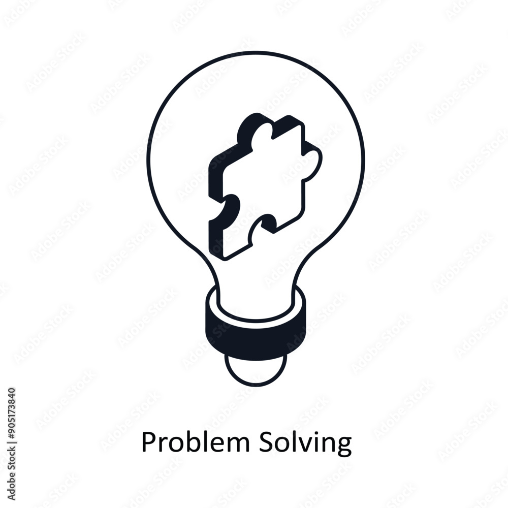 Poster problem solving isometric outline style icon. symbol on white background eps 10 file