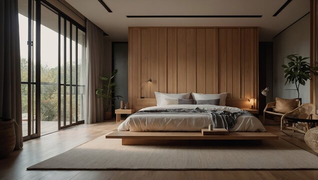 luxery bedroom with modern furniture
