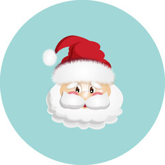 christmas, 3d head of santa claus in a red hat, vector