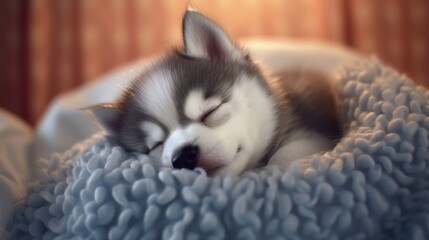 Fototapeta premium Sleeping Husky Puppy
