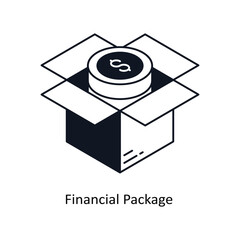Financial Package Isometric outline style icon. Symbol on White background EPS 10 File