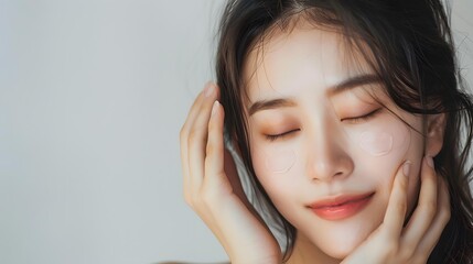Beautiful Woman Applying Eye Mask