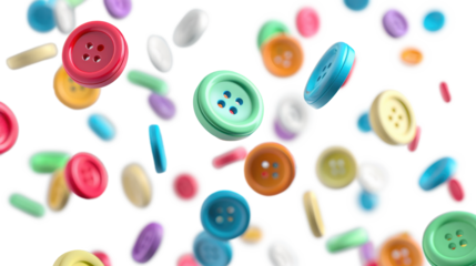 Colored Buttons Falling on transparent background