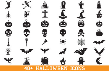 Halloween vector silhouette icon set