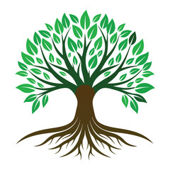 Logo Design Of Tree Illustration Rooted The Concept Large Trees