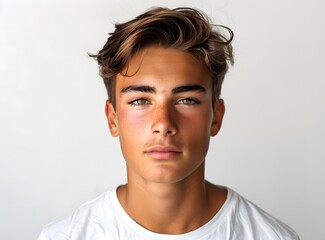 Portrait of Young Man with Brown Hair and Green Eyes