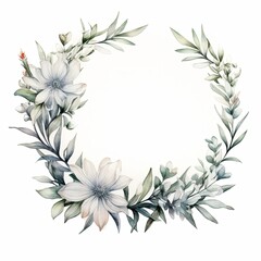 A beautiful watercolor floral wreath with pink and purple flowers, greenery, leaves, and berries. Perfect for wedding invitations, greeting cards, and other special occasions.
