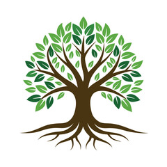 Logo Design Of Tree Illustration Rooted The Concept Large Trees