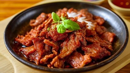 Fototapeta premium Deliciously grilled meat with a touch of freshness