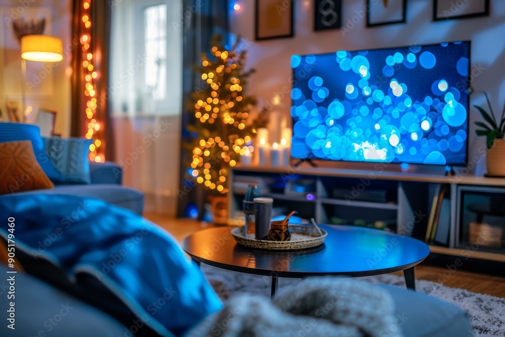 Poster Smart home office with large screens and high-tech setup ideal for digital professionals and tech enthusiasts.