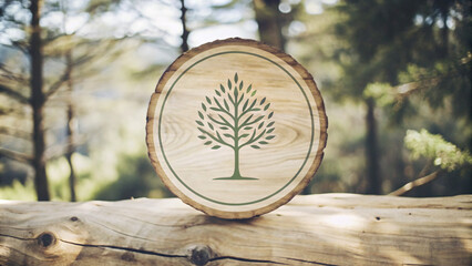 Fototapeta premium ultra minimalist line creating tree icon logo, for natural business green ecology concept, isolated with natural background