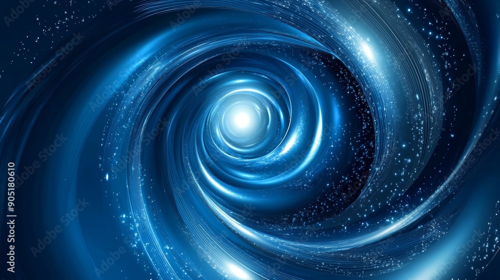 Poster abstract blue background with wave water circle spiral light texture for presentation design generat
