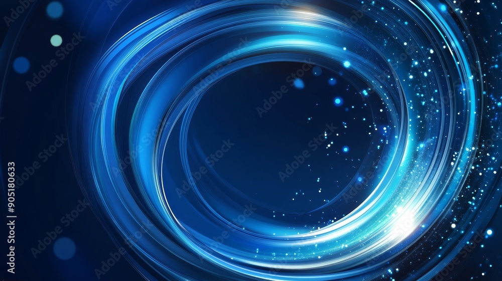 Poster abstract blue background with wave water circle spiral light texture for presentation design generat