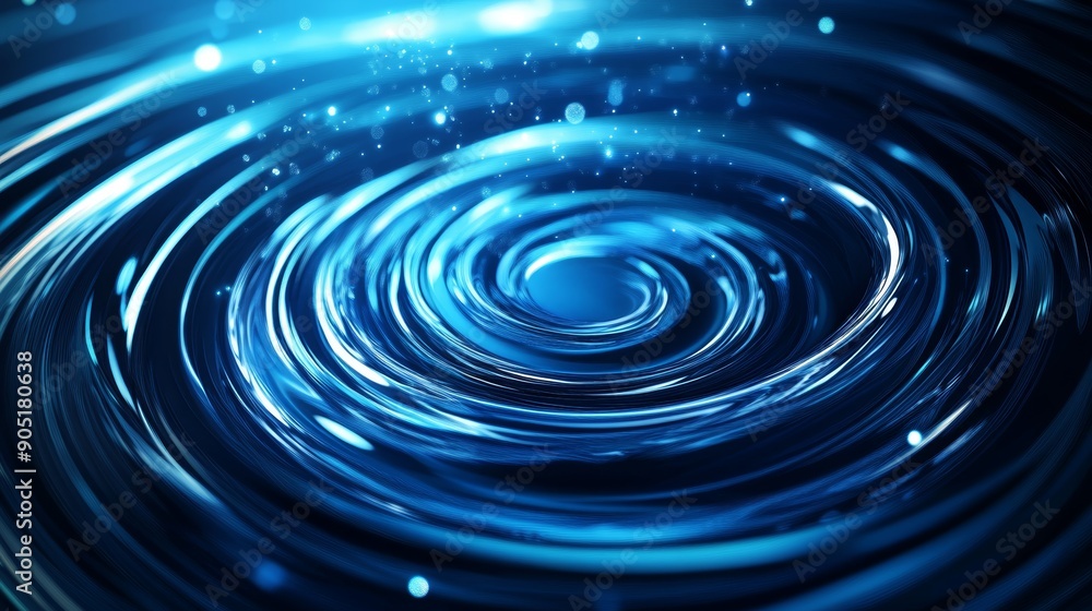 Poster abstract blue background with wave water circle spiral light texture for presentation design generat