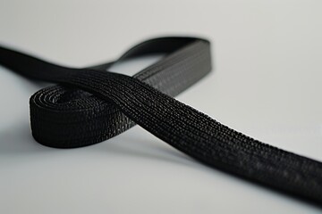 A close-up of a yoga strap being used for a seated forward fold