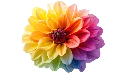 Obraz premium one single colorful rainbow dahlia flower on white background