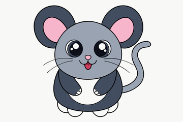 Coloring page cute cartoon mouse silhouette vector art illustration