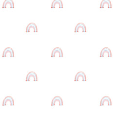 Watercolor seamless pattern with little rainbow boho
