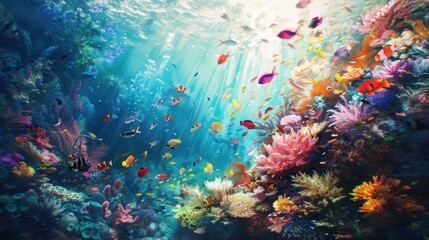 Vibrant Coral Reef Underwater Scene