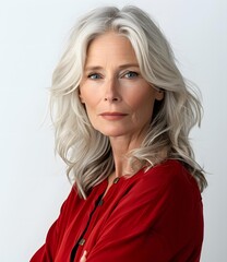 Fototapeta premium Portrait of Confident Mature Woman with Gray Hair