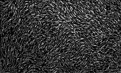 Monochrome texture composed of irregular graphic elements. Distressed uneven grunge background. Abstract vector illustration. Overlay for interesting effect and depth. Isolated on white background.