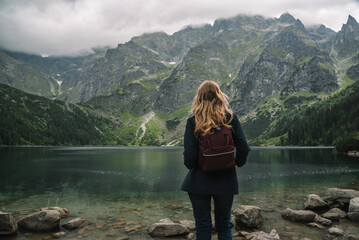 Women looking at a beautiful view in the mountains