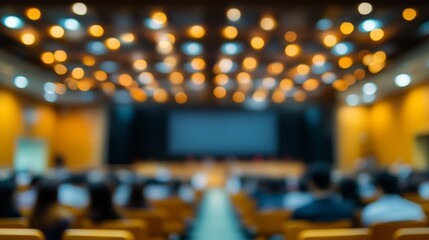 Blurry Background of a Seminar or Business Event in an Auditorium Hall Generative AI