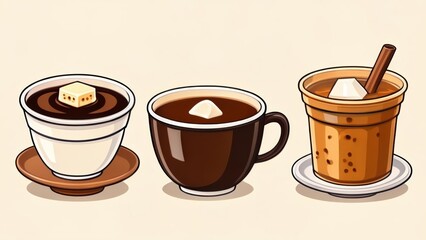 Obraz premium Deliciously diverse hot beverages ready to warm your soul