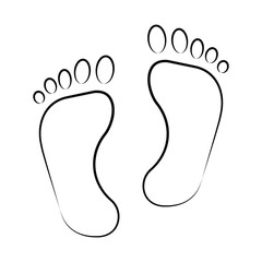 Obraz premium human feet print. simple bare foot prints outline symbol. transparent png and vector illustration.