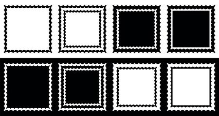 Zig zag Wavy Edge square Shapes Set. Vector illustration Jagged Geometric Rectangular. Abstract Elements for Template, Stickers, Promo Design, Web Design and Social Media.