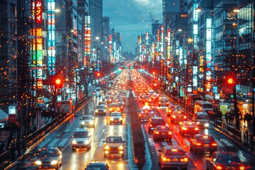 Fototapeta premium Long exposure photograph of portrait photo of a a big city