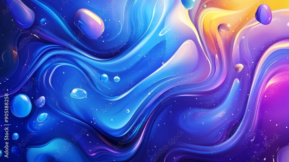 Aufkleber abstract liquid color background design with dynamic shapes generative ai