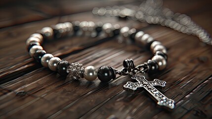 First communion bracelet with a silver cross