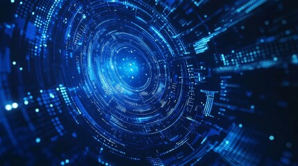 Abstract Blue Technology Background with Science Concept and Radial Shape for Presentation and Design Generative AI