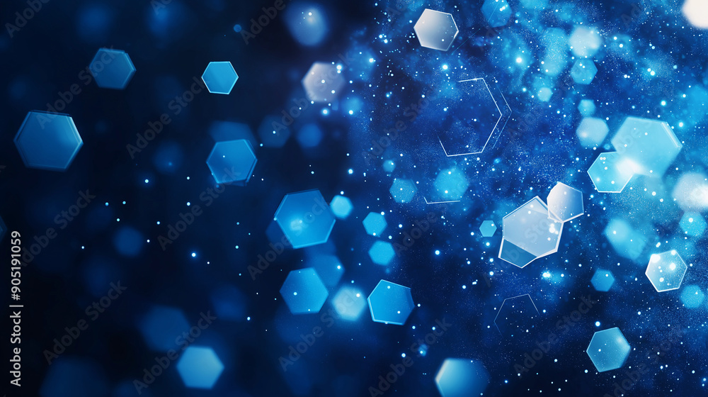 Poster a vibrant digital background with hexagonal shapes of varying sizes scattered throughout. the hexago